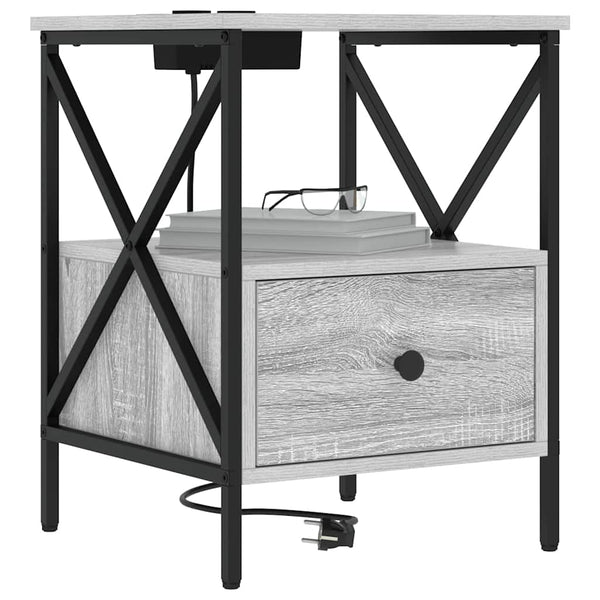 Nachttisch Graues Sonoma mit Ladefunktion