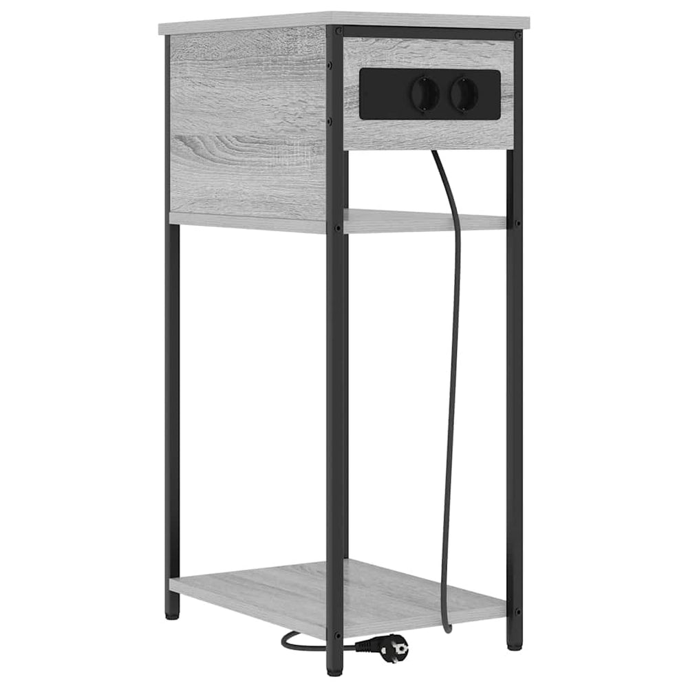 Grauer Nachttisch Sonoma mit Ladestation