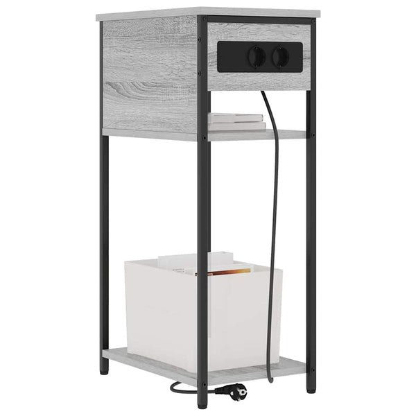 Grauer Nachttisch Sonoma mit Ladestation