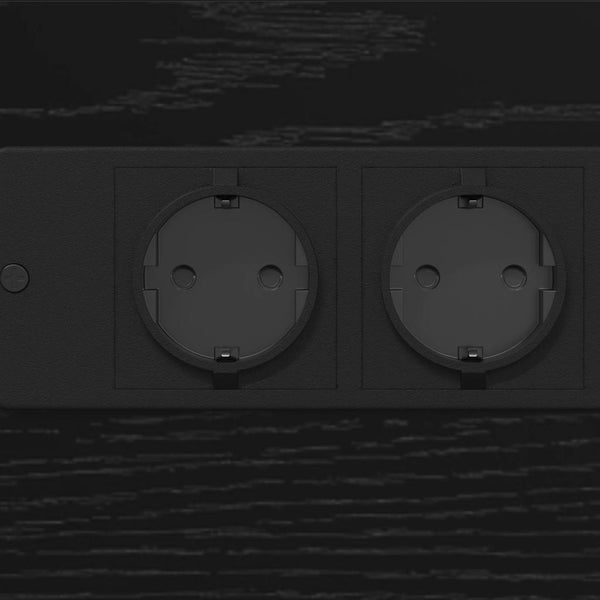 Schwarzer Nachttisch Eichenoptik mit Ladestation