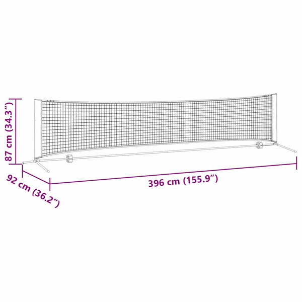 Tennisnetz, Schwarz/Rot, 396 cm