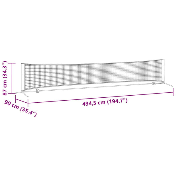 Tennisnetz, Schwarz und Rot, 494,5 cm
