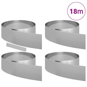 vidaXL Bordures de jardin 4 pcs argentées 450 x 0,05 x 20 cm