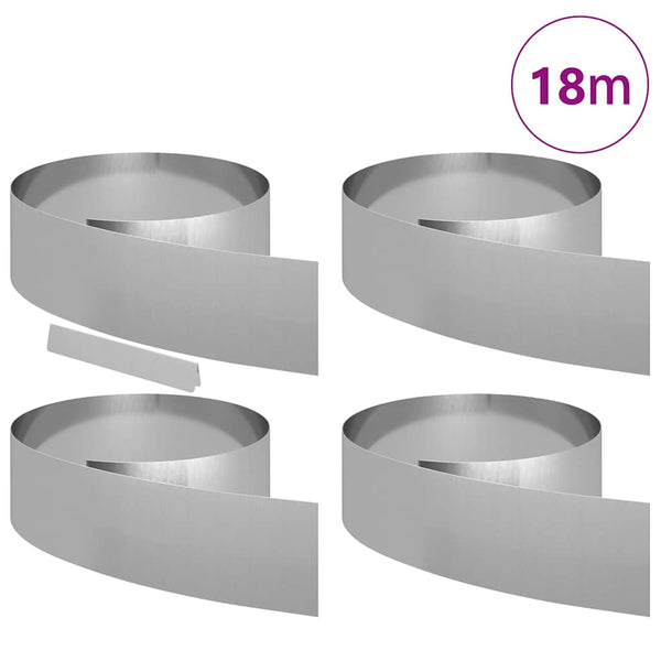 vidaXL Bordures de jardin 4 pcs argentées 450 x 0,05 x 20 cm