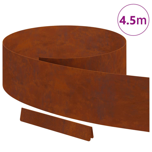 vidaXL Bordure de pelouse rouillée 450 x 0,05 x 20 cm en acier patinable