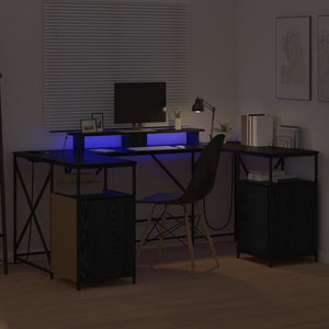 Schreibtisch mit Regal Schwarz Eichen-Optik