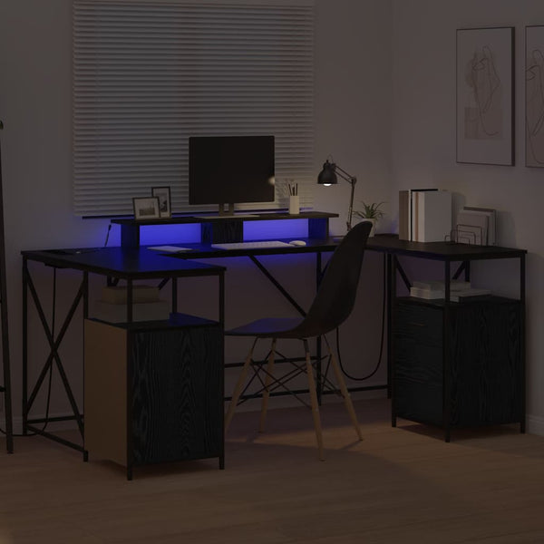 Schreibtisch mit Regal Schwarz Eichen-Optik