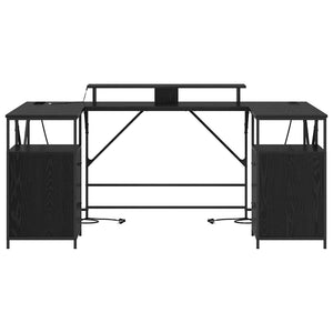 Schreibtisch mit Regal Schwarz Eichen-Optik