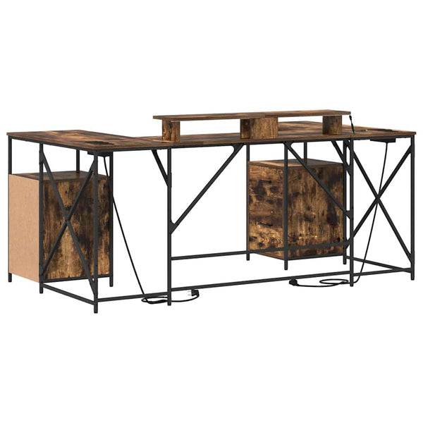 Schreibtisch mit Regal Geräucherte Eiche
