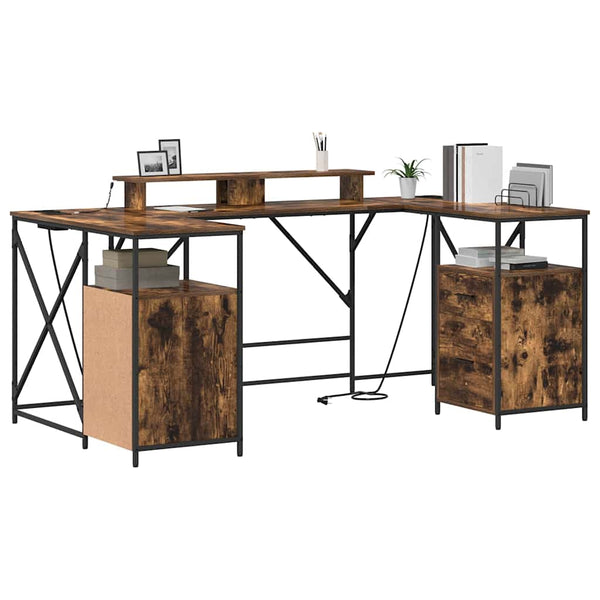Schreibtisch mit Regal Geräucherte Eiche