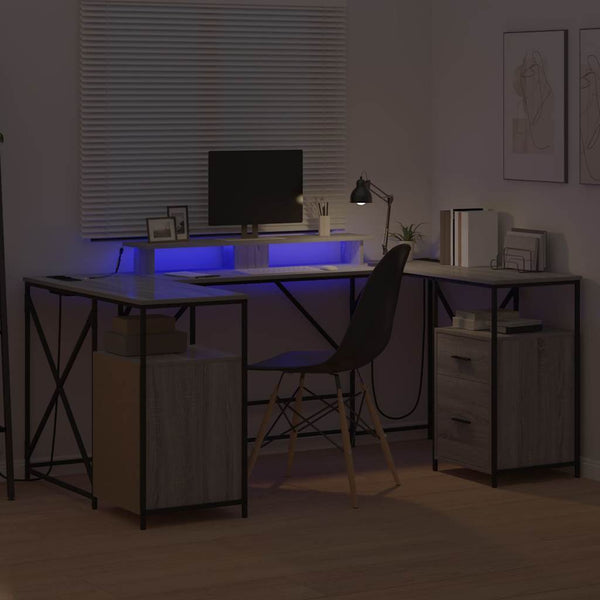 vidaXL Bureau Sonoma gris 182 x 101 x 87,5 cm Bois d'ingénierie