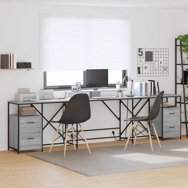 vidaXL Bureau Sonoma gris 182 x 101 x 87,5 cm Bois d'ingénierie