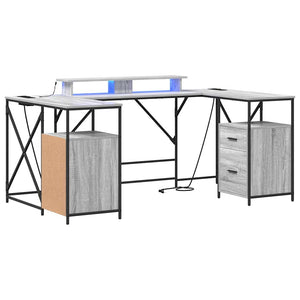 vidaXL Bureau Sonoma gris 182 x 101 x 87,5 cm Bois d'ingénierie