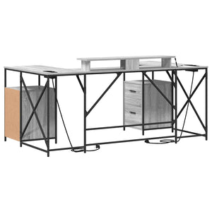 vidaXL Bureau Sonoma gris 182 x 101 x 87,5 cm Bois d'ingénierie