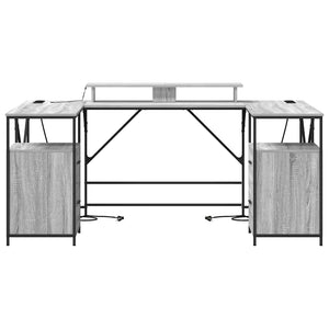 vidaXL Bureau Sonoma gris 182 x 101 x 87,5 cm Bois d'ingénierie