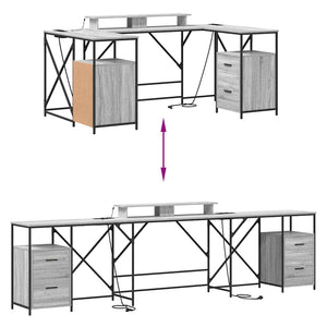 vidaXL Bureau Sonoma gris 182 x 101 x 87,5 cm Bois d'ingénierie
