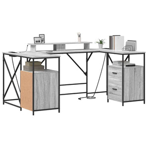vidaXL Bureau Sonoma gris 182 x 101 x 87,5 cm Bois d'ingénierie