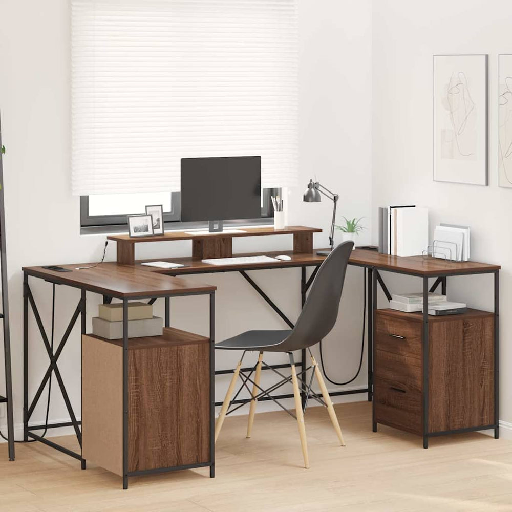 Schreibtisch mit Regal Eichenoptik