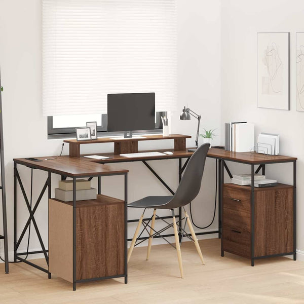 Schreibtisch mit Regal Eichenoptik