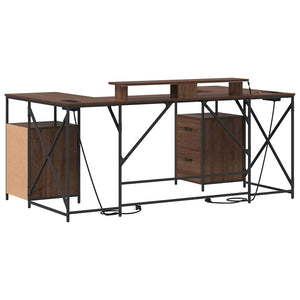 Schreibtisch mit Regal Eichenoptik