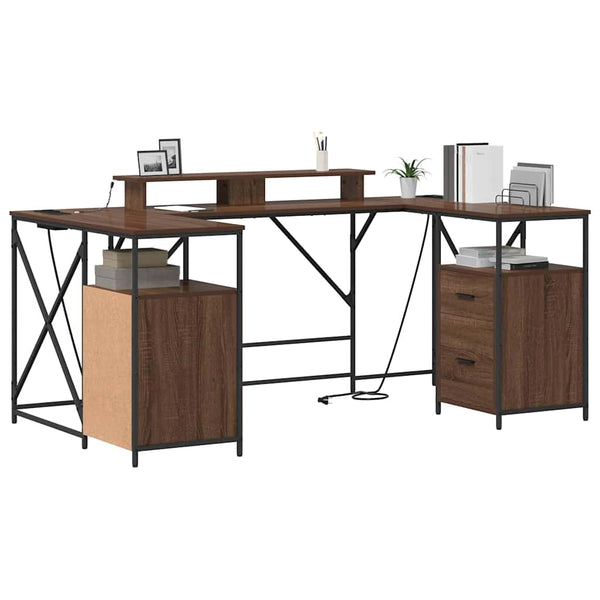 Schreibtisch mit Regal Eichenoptik