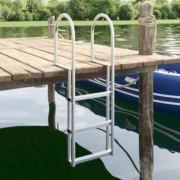 3-Stufen Dockleiter Silber Aluminium