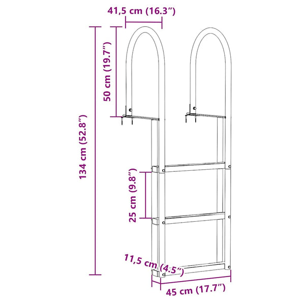 3-Stufen Dockleiter Silber Aluminium