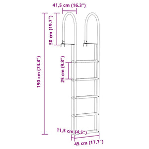 5-Stufen Dockleiter Aluminium Silber
