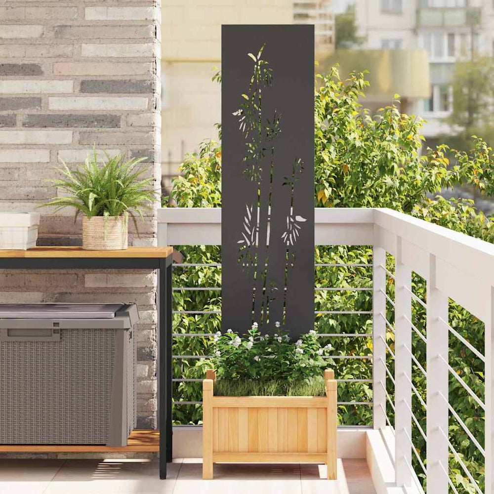 Garten Sichtschutz Leinwand Floral Schwarz 32x140cm