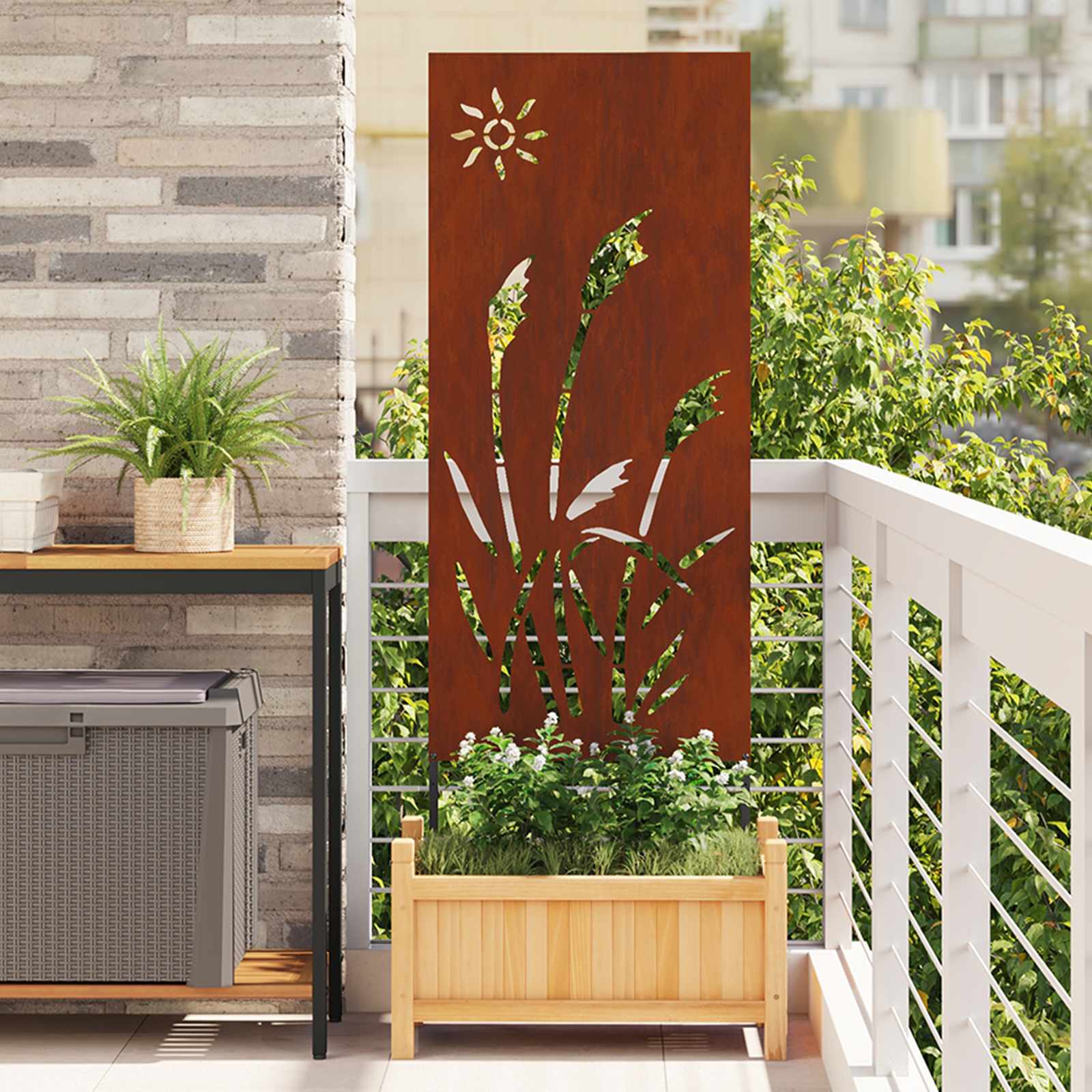Rostige Garten-Sichtschutz Leinwand 50x140cm
