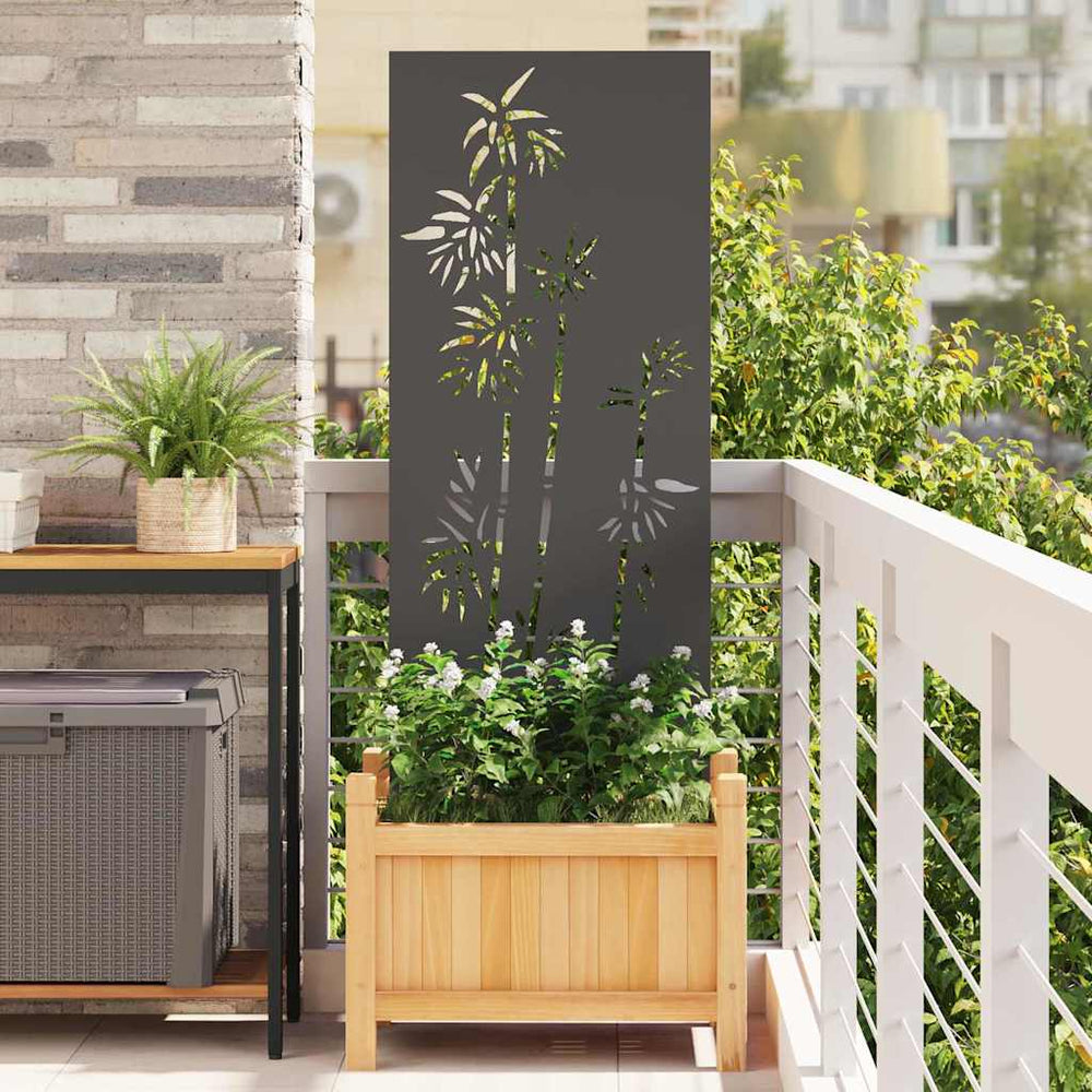 Garten Sichtschutz Leinwand Floral Schwarz 50x140 cm