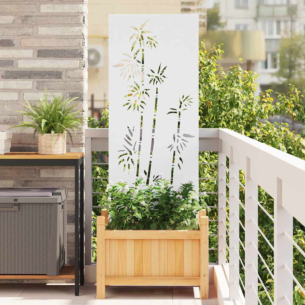 Garten Sichtschutz Leinwand Floral Weiß 50x140cm