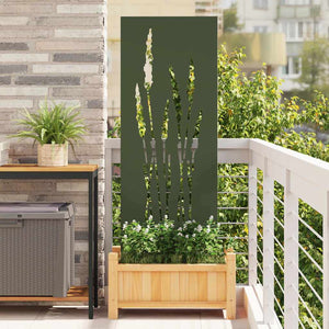 Garten Sichtschutz Leinwand Floral Olivgrün 50x140cm