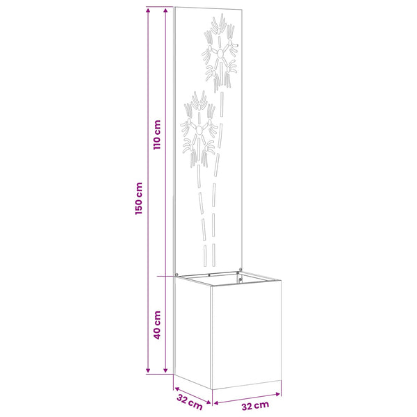 Garten Sichtschutz Floral Weiß 32x150cm