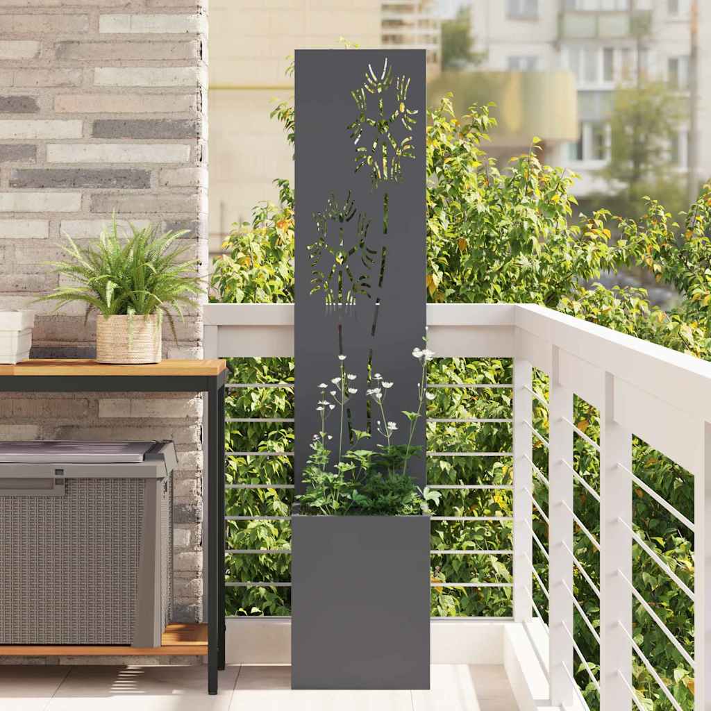 Garten Sichtschutz Leinwand Floral Anthrazit 32x150cm