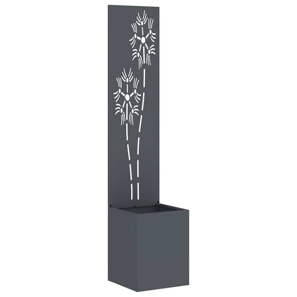 Garten Sichtschutz Leinwand Floral Anthrazit 32x150cm