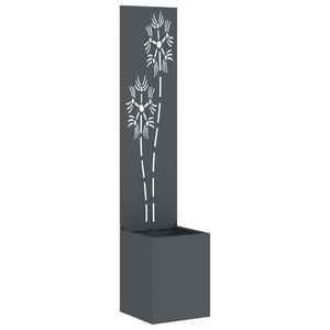 Garten Sichtschutz Leinwand Floral Anthrazit 32x150cm
