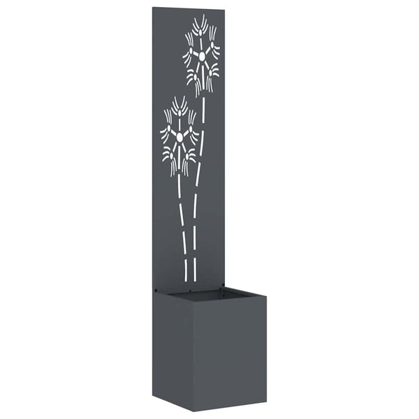 Garten Sichtschutz Leinwand Floral Anthrazit 32x150cm