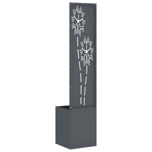 Garten Sichtschutz Leinwand Floral Anthrazit 32x150cm