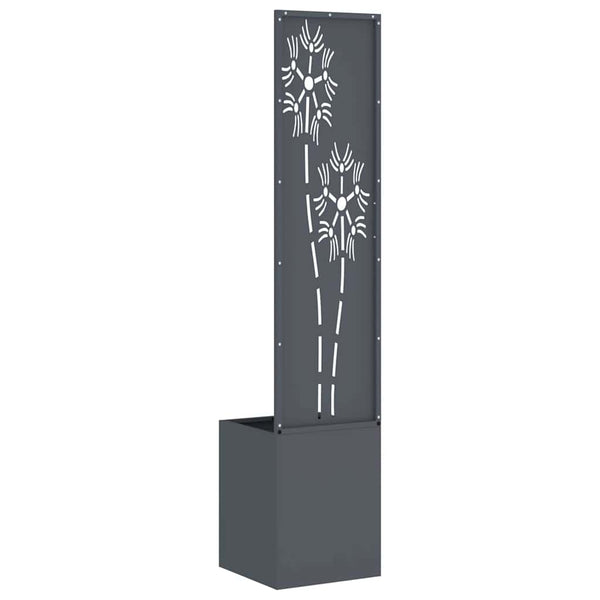 Garten Sichtschutz Leinwand Floral Anthrazit 32x150cm