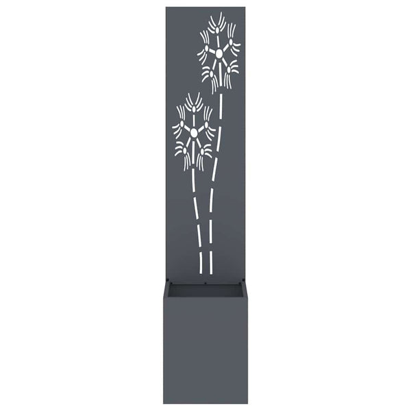 Garten Sichtschutz Leinwand Floral Anthrazit 32x150cm