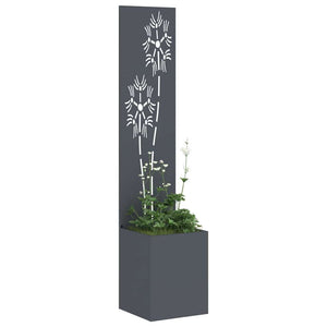 Garten Sichtschutz Leinwand Floral Anthrazit 32x150cm