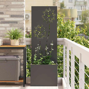 Garten Sichtschutz Leinwand Floral Schwarz 150cm