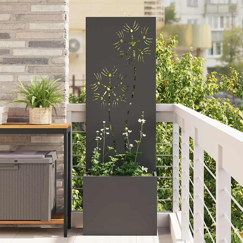 Garten Sichtschutz Leinwand Floral Schwarz 150cm