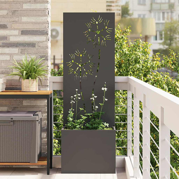 Garten Sichtschutz Leinwand Floral Schwarz 150cm