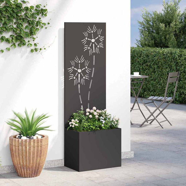 Garten Sichtschutz Leinwand Floral Schwarz 150cm