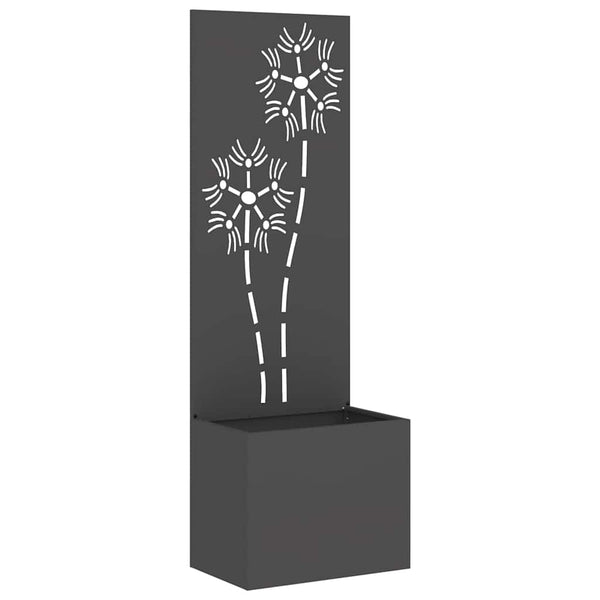Garten Sichtschutz Leinwand Floral Schwarz 150cm