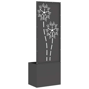 Garten Sichtschutz Leinwand Floral Schwarz 150cm