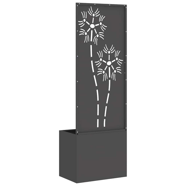 Garten Sichtschutz Leinwand Floral Schwarz 150cm