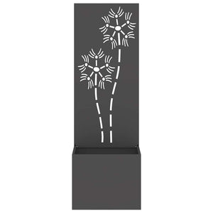 Garten Sichtschutz Leinwand Floral Schwarz 150cm